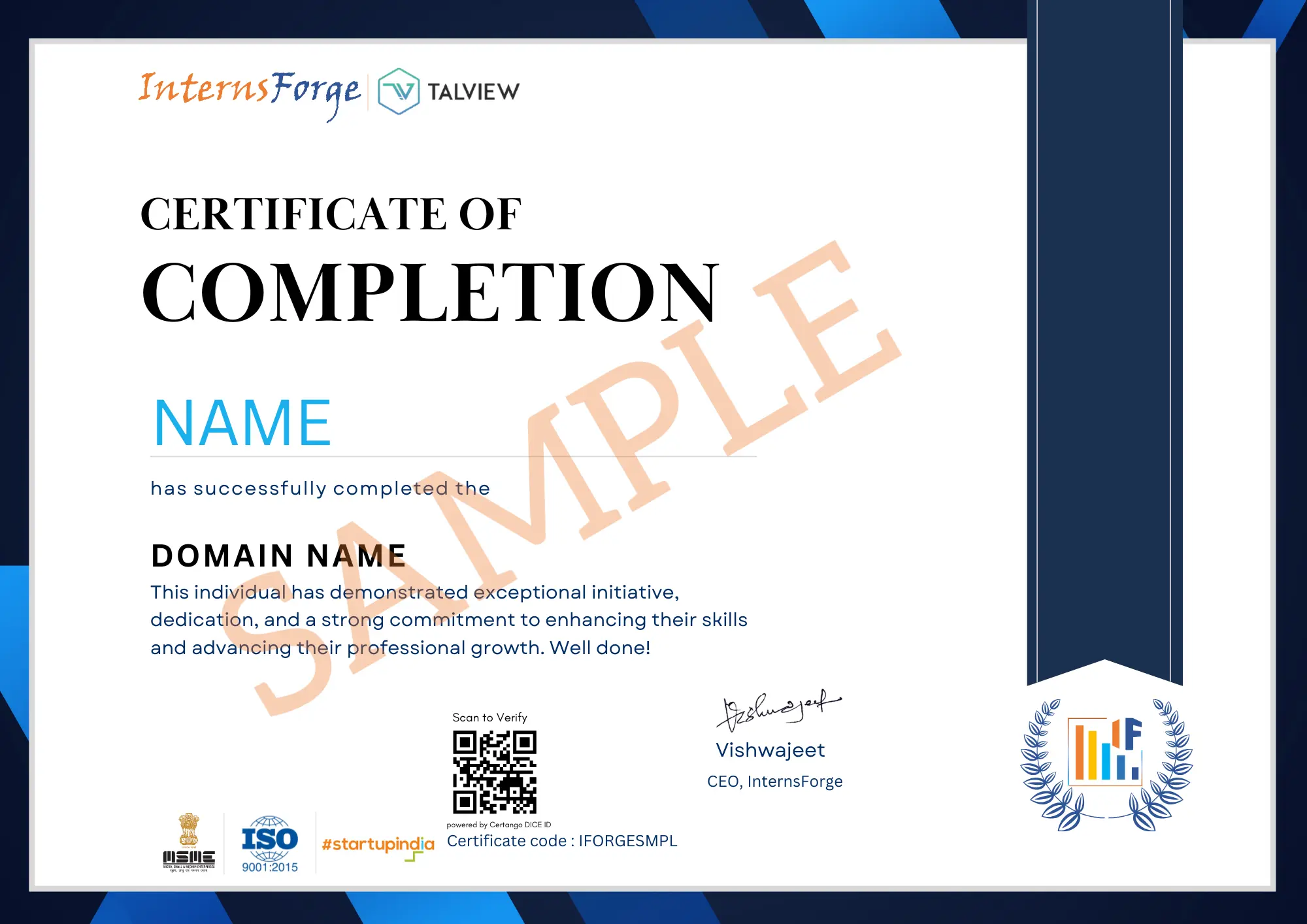 CERTIFICATE OF COMPLETION