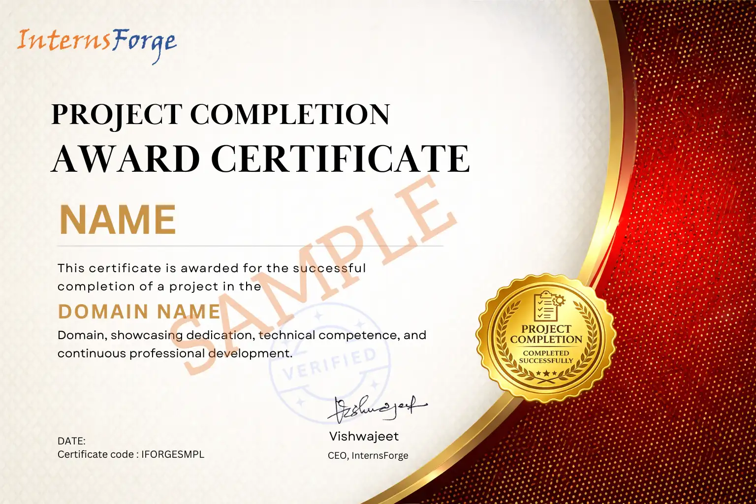 CERTIFICATE OF PROJECT COMPLETION